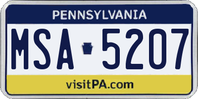 PA license plate MSA5207
