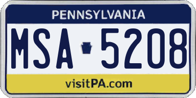 PA license plate MSA5208