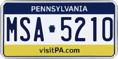 PA license plate MSA5210