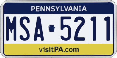 PA license plate MSA5211