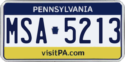 PA license plate MSA5213