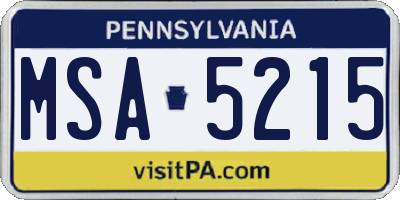 PA license plate MSA5215