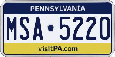 PA license plate MSA5220