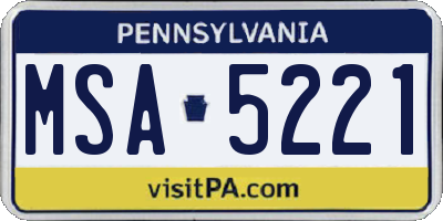 PA license plate MSA5221
