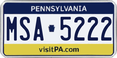 PA license plate MSA5222