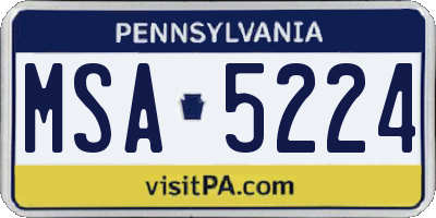 PA license plate MSA5224