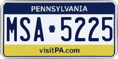 PA license plate MSA5225