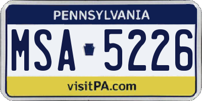 PA license plate MSA5226