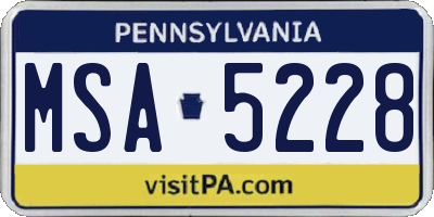 PA license plate MSA5228