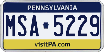 PA license plate MSA5229