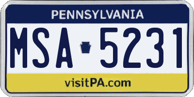 PA license plate MSA5231