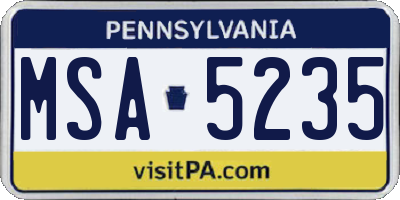 PA license plate MSA5235