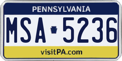 PA license plate MSA5236