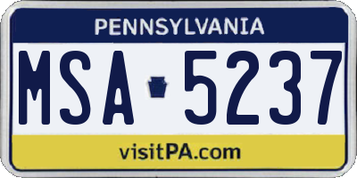 PA license plate MSA5237