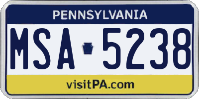 PA license plate MSA5238