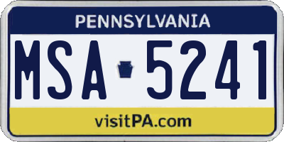 PA license plate MSA5241
