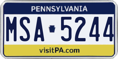 PA license plate MSA5244