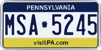 PA license plate MSA5245