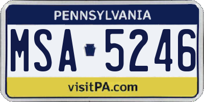 PA license plate MSA5246
