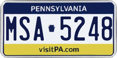 PA license plate MSA5248