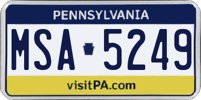 PA license plate MSA5249