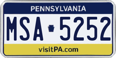 PA license plate MSA5252