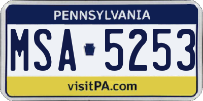 PA license plate MSA5253