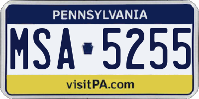 PA license plate MSA5255