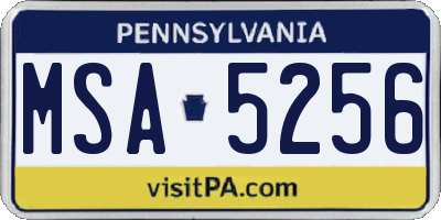 PA license plate MSA5256