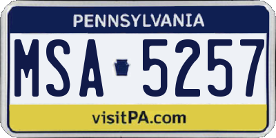 PA license plate MSA5257