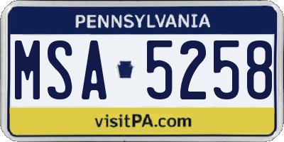 PA license plate MSA5258