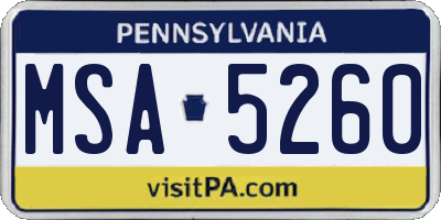 PA license plate MSA5260