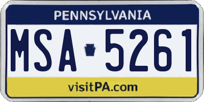 PA license plate MSA5261