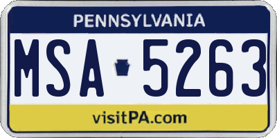 PA license plate MSA5263
