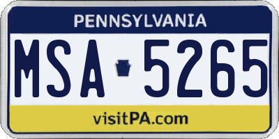PA license plate MSA5265