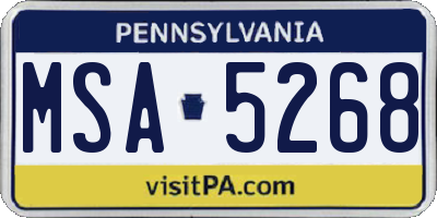 PA license plate MSA5268