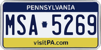 PA license plate MSA5269