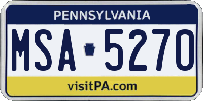 PA license plate MSA5270