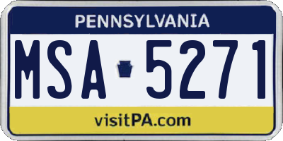 PA license plate MSA5271