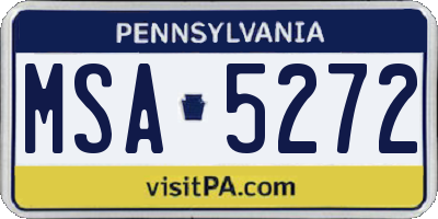 PA license plate MSA5272
