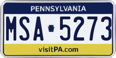 PA license plate MSA5273