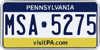 PA license plate MSA5275