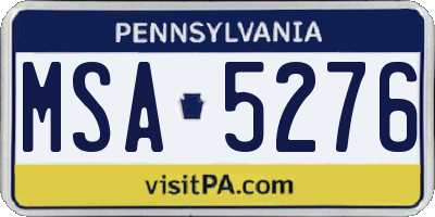 PA license plate MSA5276