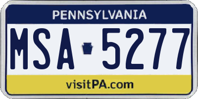 PA license plate MSA5277