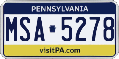 PA license plate MSA5278