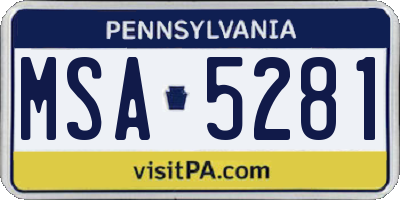 PA license plate MSA5281