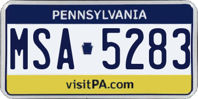 PA license plate MSA5283