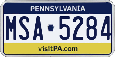 PA license plate MSA5284