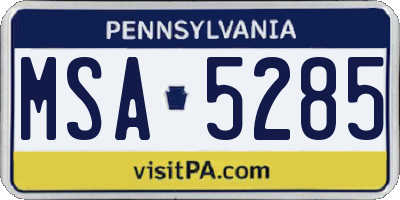 PA license plate MSA5285