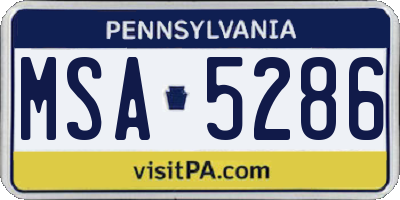 PA license plate MSA5286